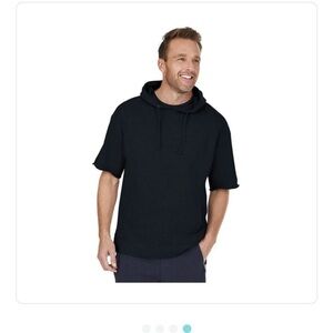 NWT CHARLES RIVER The Coach Hoodie Short Sleeve Navy Blue Mens Large